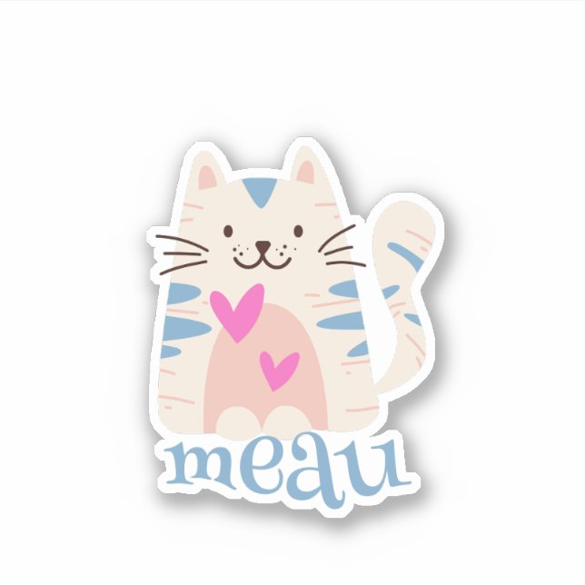 Meau I Love Cats Sticker (Front)