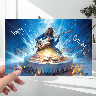 Meavy Metal Music - Cool Rockin Guitarist Birthday Card