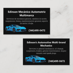 Mecánico Automotriz Spanish English Mechanic Business Card
