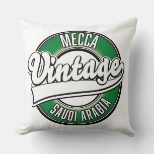 Mecca saudi arabia vintage logo cushion