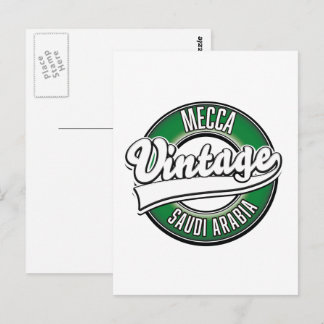 Mecca saudi arabia vintage logo postcard