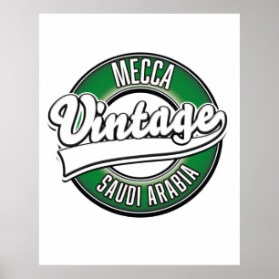 Mecca saudi arabia vintage logo poster