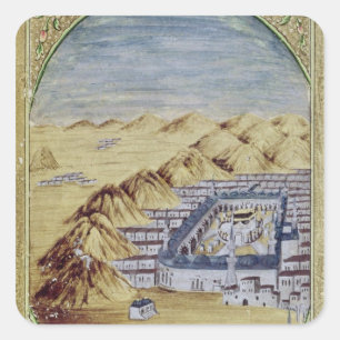 Mecca surrounded by the Mountains of Arafa Square Sticker