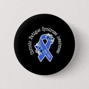 Mecfs Chronic Fatigue Syndrome Awareness Floral Bl 6 Cm Round Badge