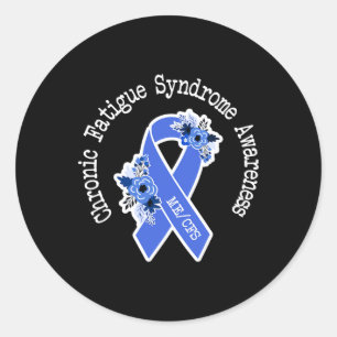 Mecfs Chronic Fatigue Syndrome Awareness Floral Bl Classic Round Sticker