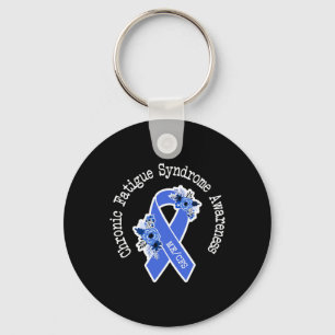 Mecfs Chronic Fatigue Syndrome Awareness Floral Bl Key Ring