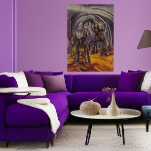 Mech robot on a alien planet AI Art Poster