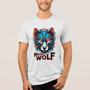 Mecha Wolf Graphic Double Print Tri-Blend Shirt