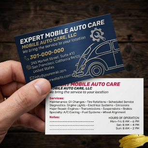Mechani Service Auto Repair & Car AC Specialist 2 Business Card