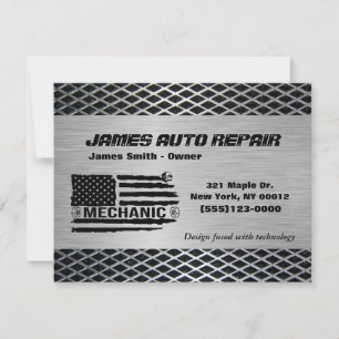Mechanic American Flag Auto Repair Business Invitation