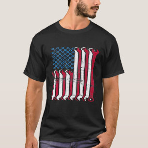 Mechanic American Flag Combination Wrenches T-Shirt