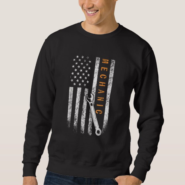 Mechanic American Flag Design Sweatshirt (Front)