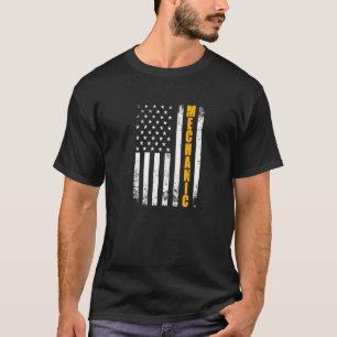 Mechanic American Flag Usa Patriotic Proud Funny M T-Shirt