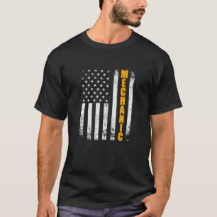 Mechanic American Flag USA Vintage Funny Proud Mec T-Shirt