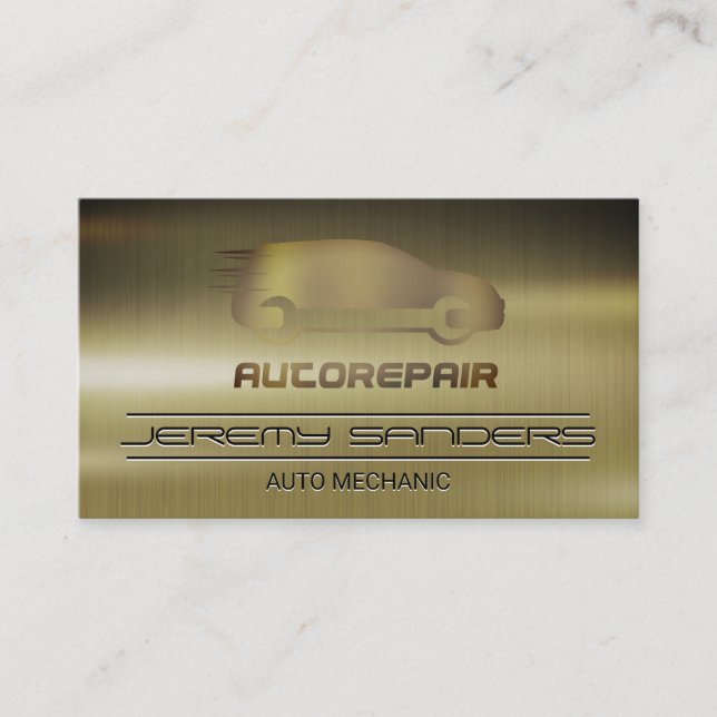 Mechanic | | Auto Logo | Dark Metallic Business Card (Front)