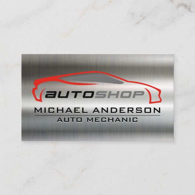 Mechanic | Auto Repair Car | Wrenches | Metallic  Business Card (Front)