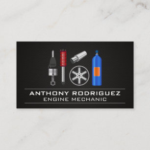 Mechanic Auto Repair Logo Carbon Fibre Car Parts Business Card
