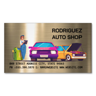 Mechanic Auto Repair Shop Magnetic Business Card