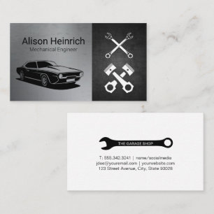Mechanic   Auto Shop   Pistons Wrenches Business Card