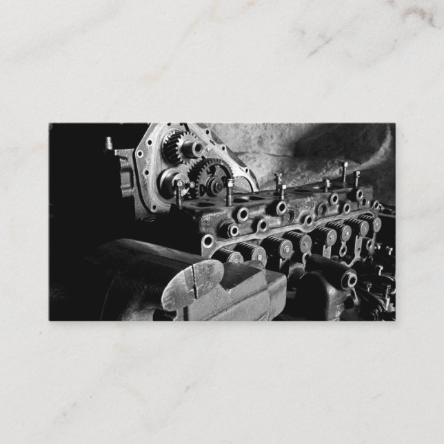 Mechanic Automotive Business Card w/ Engine Photo (Front)