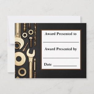 Mechanic. Award Certificate. Announcement