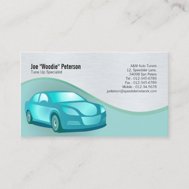 Mechanic Business Card Sedan Car Silhouette (Front)