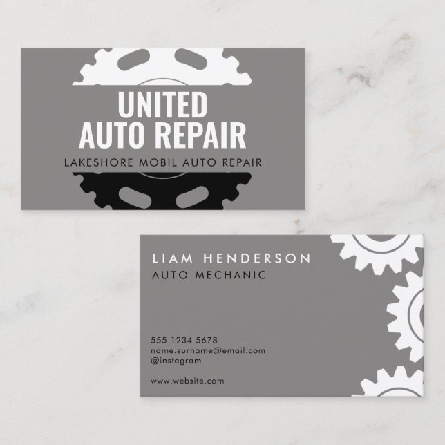Mechanic Business Cards Mobil Auto Repair (Front/Back)
