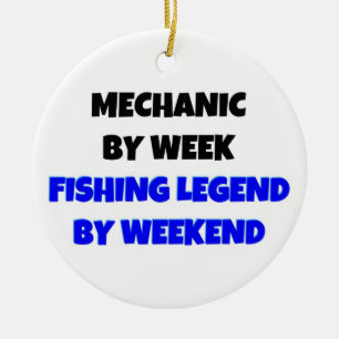 Mechanic by Day Fishing Legend by Weekend Ceramic Tree Decoration