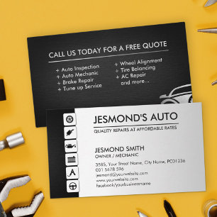 Mechanic Car Repair with icons Business Card