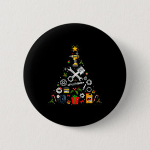 Mechanic Christmas Ornament Tree In Garage Car Mec 6 Cm Round Badge