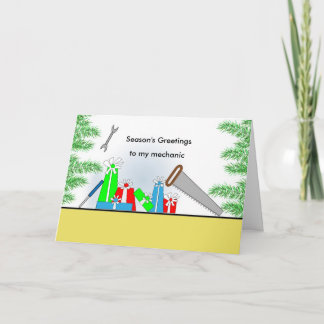 Mechanic, Christmas Retro Presents, Tools Holiday Card