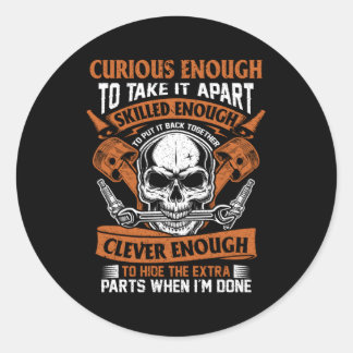 Mechanic Curious Sed And Clever Car Fixing Classic Round Sticker