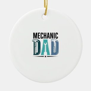 Mechanic Dad Vintage Tool Typography Design_1 Ceramic Tree Decoration