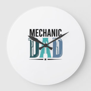 Mechanic Dad Vintage Tool Typography Design_1 Large Clock