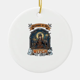 Mechanic Day Witch Night Halloween Steampunk Woman Ceramic Tree Decoration