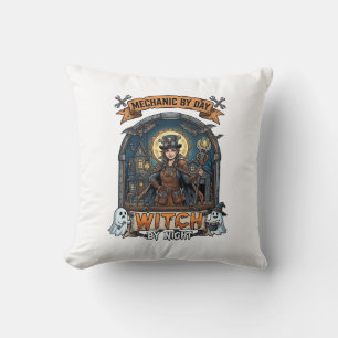 Mechanic Day Witch Night Halloween Steampunk Woman Cushion