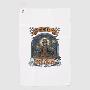 Mechanic Day Witch Night Halloween Steampunk Woman Golf Towel