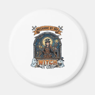 Mechanic Day Witch Night Halloween Steampunk Woman Magnet