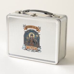 Mechanic Day Witch Night Halloween Steampunk Woman Metal Lunch Box
