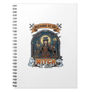 Mechanic Day Witch Night Halloween Steampunk Woman Notebook
