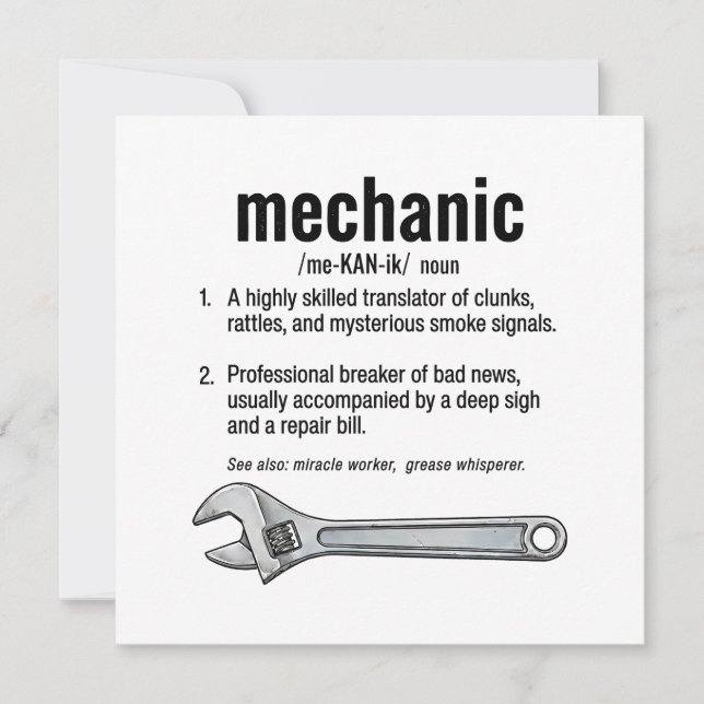 Mechanic Definition  Card (Front)