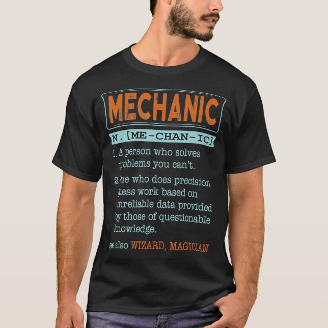 Mechanic Dictionary Noun Wizard Magician  T-Shirt (Front)