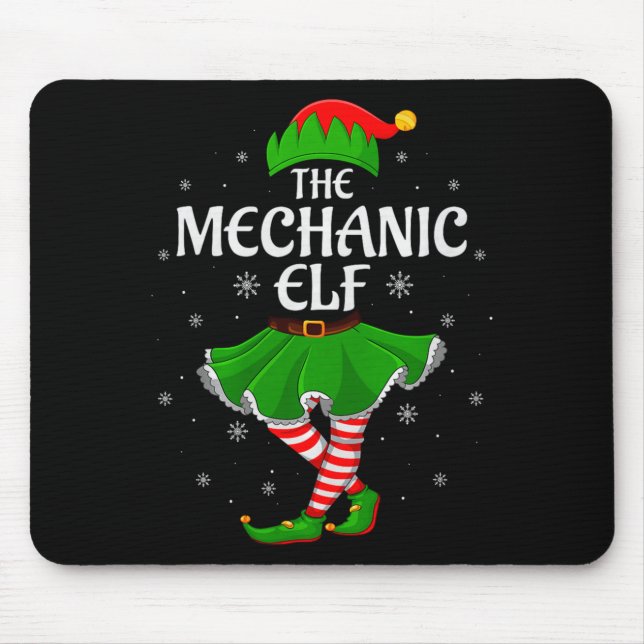 Mechanic Elf Christmas Family Girls Women Elf Squa Mouse Mat (Front)