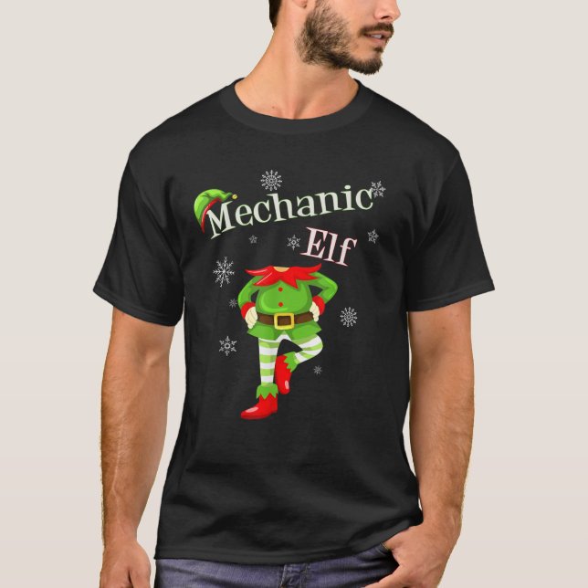 Mechanic Elf Funny Auto Repair Christmas  Holiday  T-Shirt (Front)