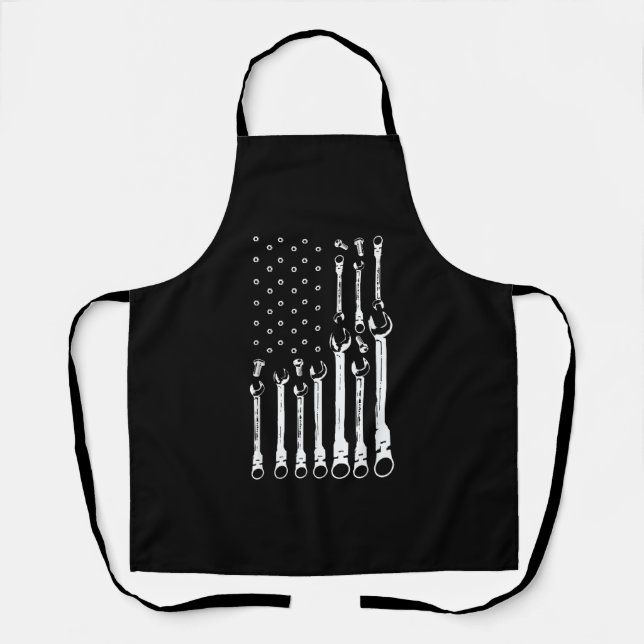 Mechanic Flag American Patriotic Flag Car Mechanic Apron (Front)