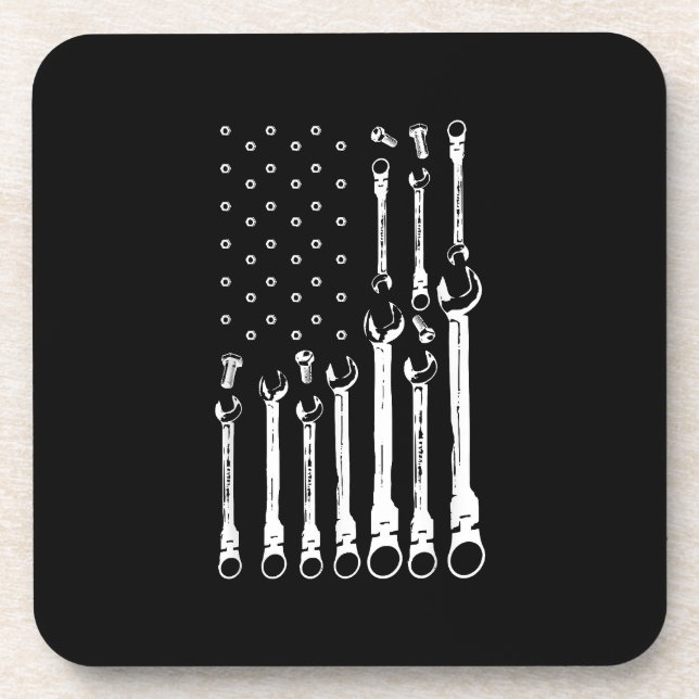 Mechanic Flag American Patriotic Flag Car Mechanic Coaster (Front)