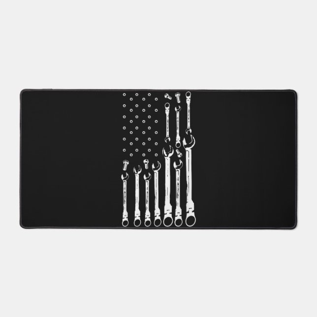 Mechanic Flag American Patriotic Flag Car Mechanic Desk Mat (Front)