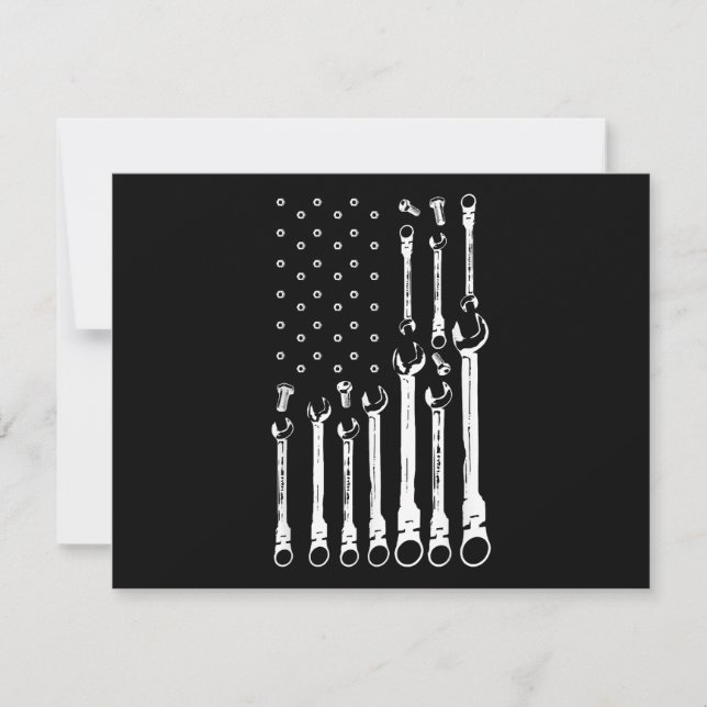 Mechanic Flag American Patriotic Flag Car Mechanic Holiday Card (Front)