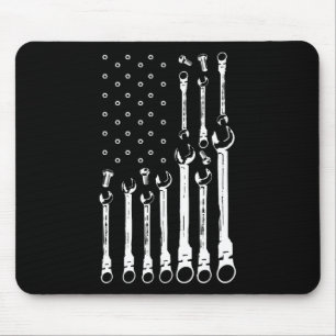 Mechanic Flag American Patriotic Flag Car Mechanic Mouse Mat
