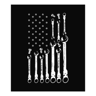 Mechanic Flag American Patriotic Flag Car Mechanic Photo Print